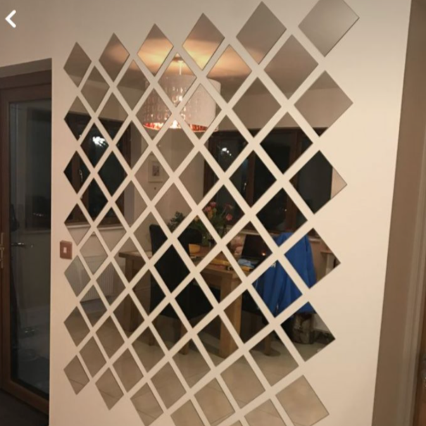 Silver & Golden Acrylic Mirror Tiles Wall Decor – 4x4 Inch Pieces